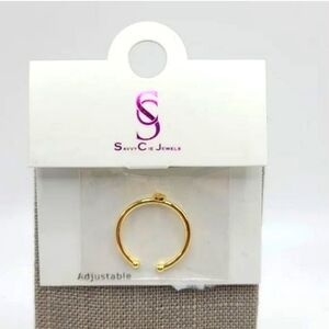 Savvy Cie Initial "S" Letter Gold Adjustable Ring